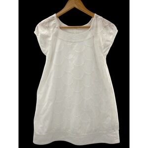Mini Boden White Eyelet Circle Pattern Cotton Dress Girls 11-12Y Picnic Summer